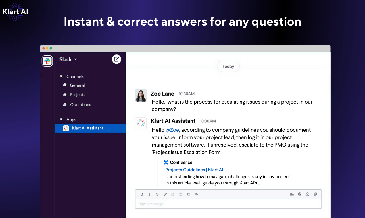 screenshot of Klart AI